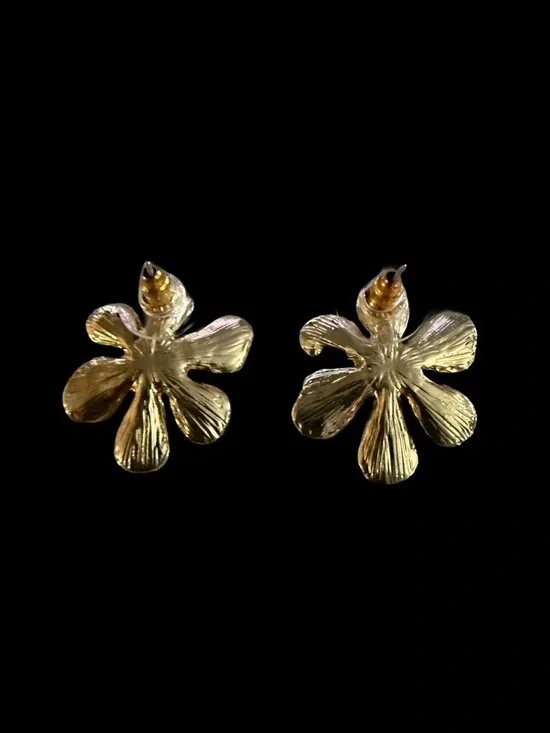 ❤️ Boutique Hand Painted Enamel Blue Flower Statement  Earrings - NEW - Picture 5 of 6